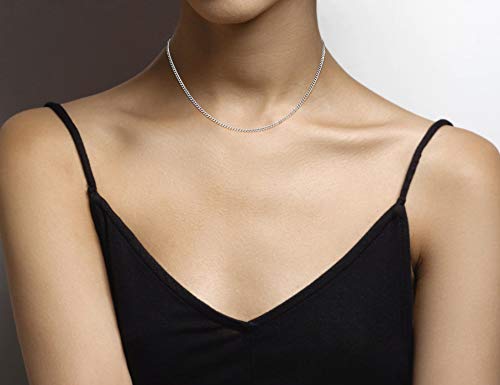 Miabella Italian 925 Sterling Silver, 18K Gold Plated 925 Sterling Silver 2.3mm Curb Cuban Link Chain Necklace Made in Italy - size: Length 16 Inches, style: sterling silver