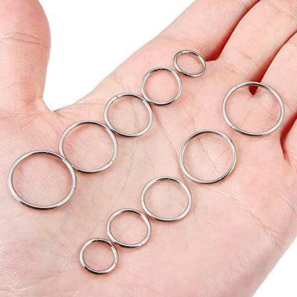 10PCS 16G Surgical Steel Hinged Clicker Segment Septum Lip Nipple Ring Hoop Cartilage Tragus Helix Sleeper Earrings Piercing Jewelry for Women Men 8mm 10mm 12mm 14mm 16mm - color: silver-tone