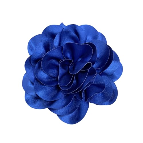 Satin Fabric Rose Flower Extra Large Big Brooches Lapel Pins Silk Camellia Oversized Pin for Women Wedding Party Dance Banquet Dresses Suit Clothes Accessories Jewelry Gifts 7.5in - color: Blue