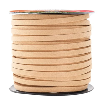 Mandala Crafts 5mm Beige Faux Suede Vegan Leather, Jewelry Making | 50 Yards Durable Flat Leather Strings, Laces & Strips for Bracelets, Necklaces, Braiding, Dream Catchers Supplies & Chokers - color: Beige, size: 5mm 50 Yards