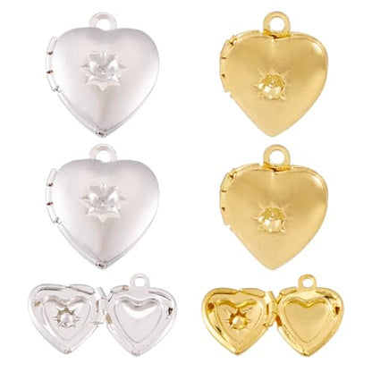 Elecrelive Locket Pendants Photo Frame Charms Memory Photo Charms Heart Locket Photo Frame Pendants - color: Gold, Silver