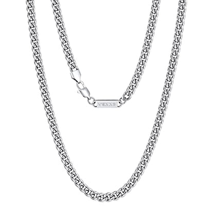 VEXXS Men's Gold Chain,18K Real Gold Filled Cuban Link Chains, 316L Stainless Steel Durable No Color Fading 3mm 4mm 6mm Men’s Necklace Chain Urban Fashion Street Wear Gift for Men Women - size: 20 inches, style: 3mm-White Gold