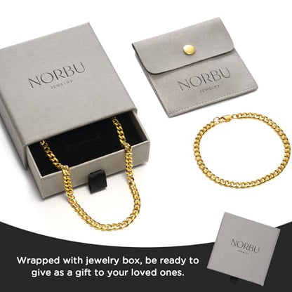 NORBU Stainless Steel Cuban Link Chain and Bracelet Set for Men, Chains 3.5mm/5mm/7mm Width, Bracelet 7 1/2" and 8" Length, No Tarnish & Durable Mens Jewelry - size: 20"Chain & 8"Bracelet, style: Cuban Set - 5mm