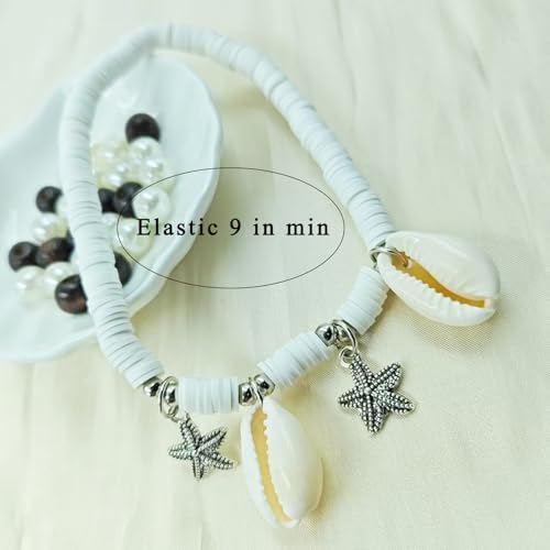Starfish Shell Anklet for Women Gold Starfish Charm Ankle Bracelet Silver Elastic Star Seashell Anklet Adjustable Ankle Bracelet Summer Fashion Jewelry Accessories - color: silver