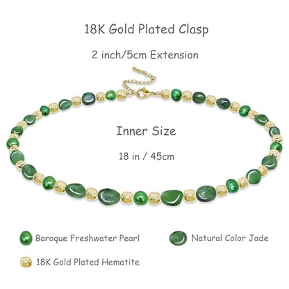 Boho Colorful Chunky Statement Beaded Necklaces for Women,Handmade Women's Fashion Gemstone Bead Choker Necklace,Western Natural Stone Strand Necklace Bib Collar Jewelry Unique Gifts for Women - color: 05-Green