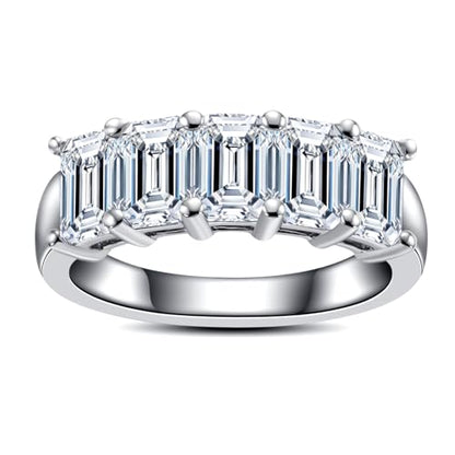 Moissanite Eternity Rings, S925 Sterling Silver Anniversary Band for Women - style: 3.0 CT Emerald-Cut
