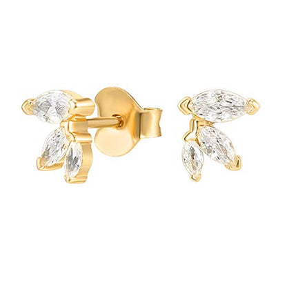 PAVOI 14K Gold Plated Dainty Stud Earrings for Women, CZ Earring Piercing | Hypoallergenic Earrings with 925 Sterling Silver Posts, Bolt, Moon, Star & Flower Celestial Studs with Cubic Zirconia - style: Constellation