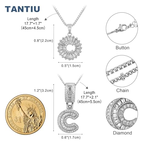 14K Gold Plated Alphabet Necklace Cubic Zirconia Letter Pendant, Personalized Name Jewelry Gift for Women, Customizable A-Z, Birthday/Mothers Day Gifts for Womens - color: White Gold, style: Style-C