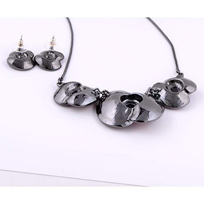 AMYJANE Vintage Statement Jewelry Set - Spring Leaf Flower Floral Plant Necklace Earring Set Crystal Rhinestone Fashion Costume Jewelry for Women Prom Party Unique Gift - style: ML red flower jewelry set