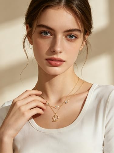 14K Gold A-Z Initial Lette Necklace Star Choker Women Necklace | Personalized Initial Jewelry, Meaningful Name Letter Gift for Women Wife Mom Friend, Perfect Present For Birthday/Anniversary - style: 14K Gold-D