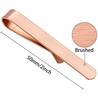 HAWSON Skinny Tie Clip Bar Set, 2 Inch Tie Clip for Men - Wedding, Meeting, Party Gift Set - color: 1 pcs Brushed Rose Gold