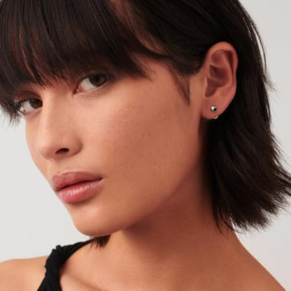 CHIC & ARTSY 925 Sterling Silver Half Hoop Earrings for Women, Dainty Huggie Hoops with Synthetic Opal, Moonstone, CZ & Gemstones, Lightweight Comfort Fit Everyday Elegant Jewelry - color: CZ/Black