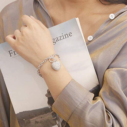 Dankadi New Products Women's 925 Sterling Silver Bracelet Fine Jewelry Shining Heart Bracelet 6-7-8 inch Solid Silver Accessories Birthday Party Gift