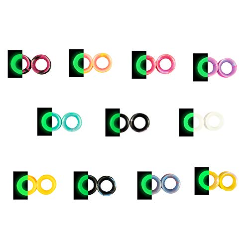 WBRWP 48/32/24/22/20/16/12pcs Ear Tunnels and Plugs - Double Flared Hollow Hard/Soft Silicone Ear Gauges - Ear Expander Stretcher Body Piercing Jewelry 8g-1" - color: 22pcs soft(thin) soft shining silicone set