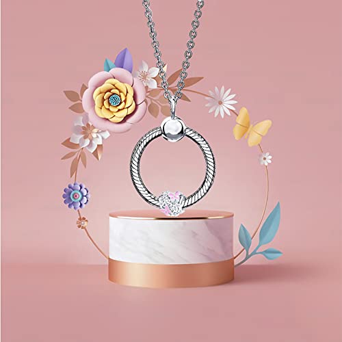 Butterfly Flower Garden Charm Magnolia Bloom Crystal Opennwork Enamel Bead for Pandora Charm Bracelet - style: Pink Butterfly Flower