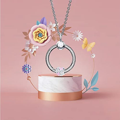 Butterfly Flower Garden Charm Magnolia Bloom Crystal Opennwork Enamel Bead for Pandora Charm Bracelet - style: Pink Butterfly Flower