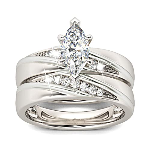 Jeulia Wedding Rings Engagement Rings for Women Anniversary Promise Ring Bridal Sets 925 Sterling Silver with 1.6 ct Primary Stone+ 0.32 ct Side Stone - color: silver