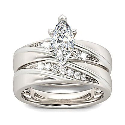 Jeulia Wedding Rings Engagement Rings for Women Anniversary Promise Ring Bridal Sets 925 Sterling Silver with 1.6 ct Primary Stone+ 0.32 ct Side Stone - color: silver