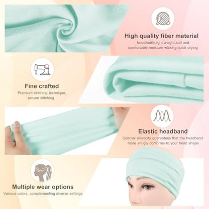 DiyJibb Headbands for Women, 7PCS Wide Cloth Hair Bands for Workout, Yoga, Skincare & Daily Wear, Soft & Stretchy - color: Grey, black, magenta, red, white, light blue, cyan
