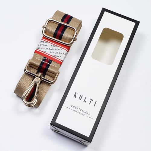 Kolti Purse Strap Replacement Crossbody Handbag Stripe Wide Adjustable - color: Gold Buckle-419