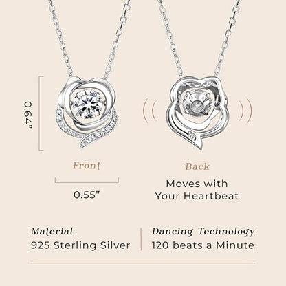 ARINZA Moissanite Necklace for Women, 1 Ct 925 Sterling Silver Dancing Stone Pendant, 18+2 Inch Chain, Valentine’s Day Christmas Gift for Her, Wife, Mom, Anniversary, Birthday - color: 9 Rose.
