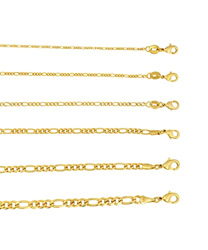 Barzel 18K Gold Plated Figaro Bracelet - Made In Brazil - color: 5MM, size: 7.5 Inches