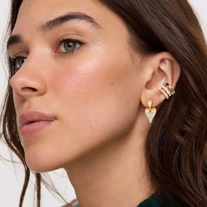 Ear Cuffs Non Piercing for Women 14K Gold Plated Ear Cuff Earrings Colorful Cubic Zirconia Paved Trendy Cartilage Earring Jewelry | Single - color: Black