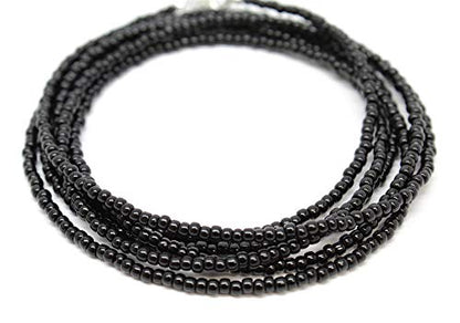 Kathy Bankston Handmade Black Seed Bead Wrap Bracelet with Sterling Silver or Yellow Gold Filled Clasp