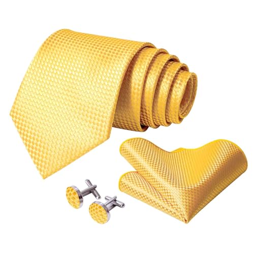 5PCS Mens Silk Tie, Pocket Square, Cufflinks, Drilled Tie Ring and Lapel Pin Set for Wedding Groom Party - color: Champagne Tie Set