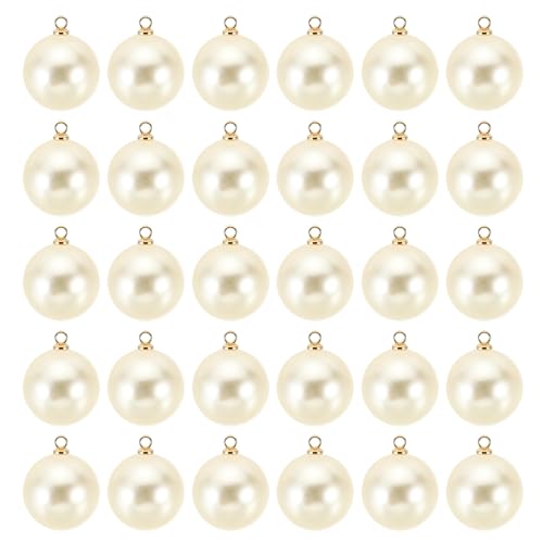 PATIKIL Pearl Charm, 100pcs Pearl Beads Faux Pearl Pendant Charm DIY for Jewelry Making Bracelets Earrings Necklace Crafts - color: Golden Beige, size: 18mm