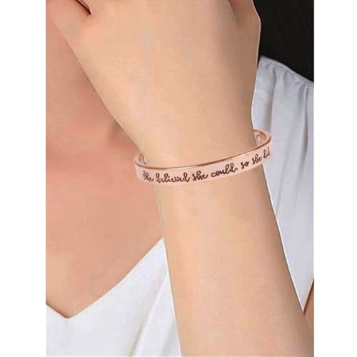 Touchstone Inspirational Copper Engraved Magnetic Bracelets for Women-Personalized Jewelry Gifts for Best Friend/Mom/Daughter/Sister- In a Pretty Gift Box She Believed She Could So She Did. - style: 1- She Believed She Could So She Did