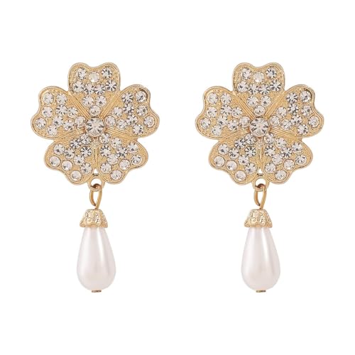 Gold Flower Dangle Earrings for Women Elegant Floral Drop Statement Jewelry Long Tassel Earrings - color: D-gold Flower Earrings