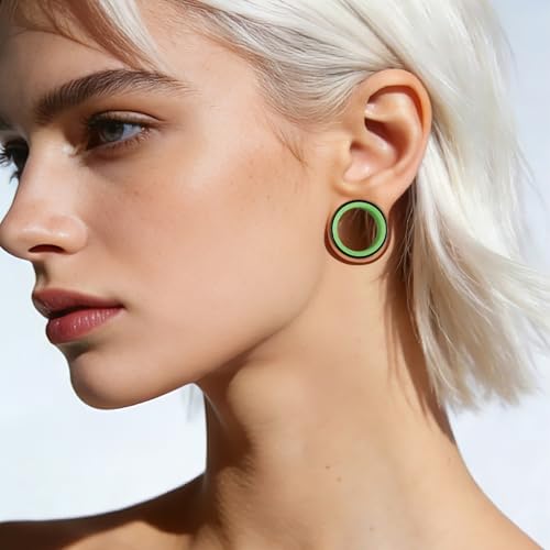 DOEARKO 2Pcs Ear Gauges Hollow 316L Stainless Steel Double Flared Ear Plugs Tunnels Stretcher Body Piercing Earring Jewelry for Women Men 2G(6mm)-1"(25mm) - color: B&G, size: 25mm(1")