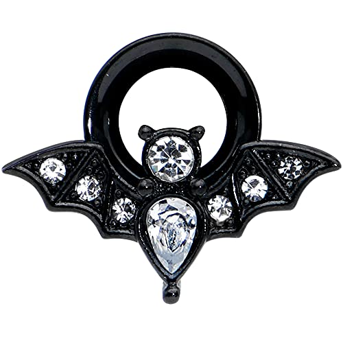 Body Candy Womens 2Pc PVD Stainless Steel Bat Double Flare Tunnel Plug Earring Ear Plug Gauges Set of 2 - style: 6mm (2 Gauge)