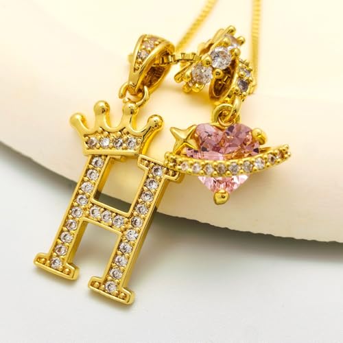18K Gold & Silver Plated Initial Necklaces for Women - color: H-Gold