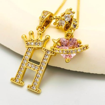 18K Gold & Silver Plated Initial Necklaces for Women - color: H-Gold