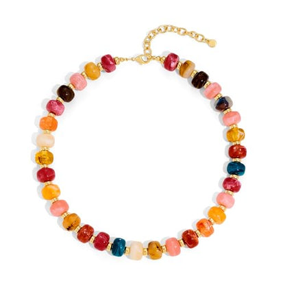 YUJIE Chunky Heart Pendant Necklace for Women- Exaggerated Statement Puff Heart Necklace with Acrylic Beaded Chain - color: A-Multicolour-2