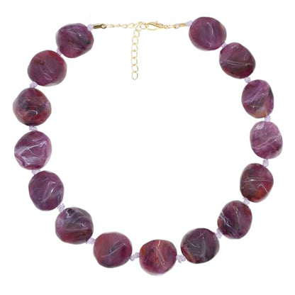 We We Chunky Colorful Beaded Necklace for Women Large Boho Statement Bead Chokers Necklaces Turquoise Blue Big Beads Jewelry Neck Summer Beach - color: big bead lavender