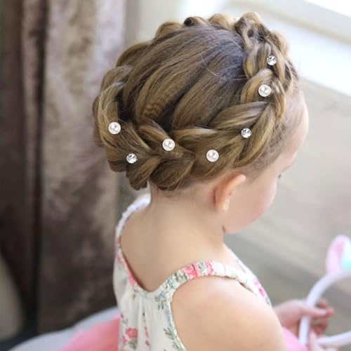 YISSION 40 Pcs Mini Rhinestone Hair Clips Tiny Pearl Hair Clips Decorative Hair Clips Sparkly Crystal Hair Pins Silver White Hair Clips Wedding Bridal Hair Accessories for Girls Women