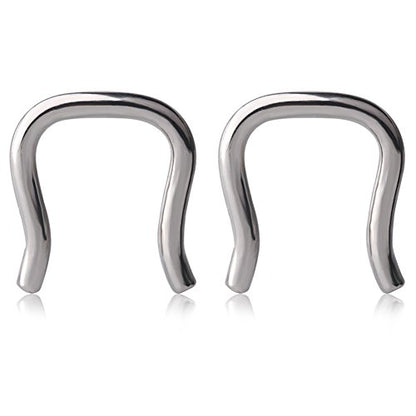 Ruifan 316L Surgical Steel U-Shaped & Staple Nose Septum Hanger Retainer Nose Ring 16g,14g,12g - color: Steel(14G)