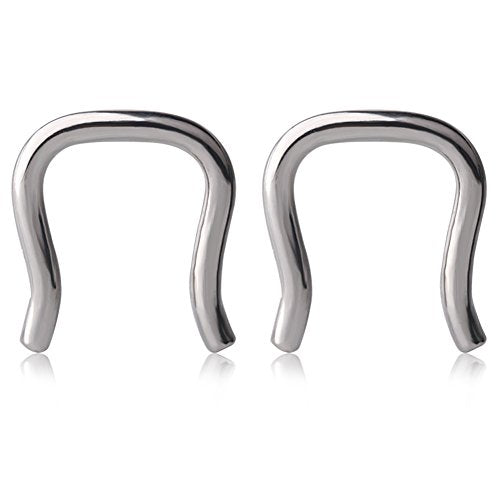 Ruifan 316L Surgical Steel U-Shaped & Staple Nose Septum Hanger Retainer Nose Ring 16g,14g,12g - color: Steel(14G)