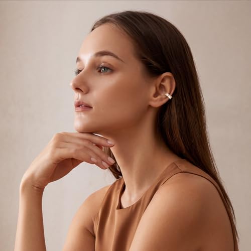 Star 14K Gold Plated Ear Cuff Earrings for Women Non Piercing, Dainty Silver Plated Clip on Cartilage Ear Cuff Non Pierced Trendy CZ Northstar Starburst Sparkling Climber Clawer Earring Jewelry - style: Huggie Hoop-1