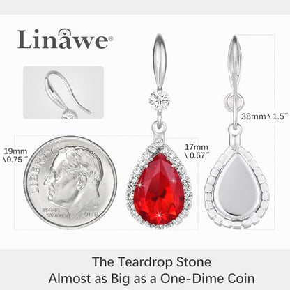 Linawe Imitation Diamond Dangle Earrings for Women Trendy, Rhinestone Drop Chandelier Earrings, Teardrop Crystal Cubic Zirconia Wedding Jewelry Set, 14K Gold/Rose Gold/Silver Tone - color: Silver,July