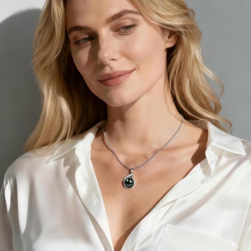 Genuine Tahitian Black Pearl Necklaces for Women, 9-12mm AAAA Seawater Pearl - Sterling Silver Moissanite Pendant, Wedding Anniversary, Birthday, Christmas Gift for Wife, Mom, Girlfriend, Fine Jewelry - size: 11-12mm, style: Phoenix