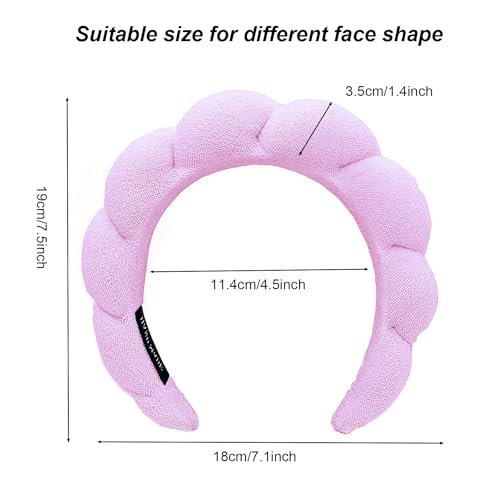 Spa Headbands for Washing Face Makeup Skin Care Headband Women Bubble Facial Beauty Headbands Puffy Shower Towel Band Hair Headband - color: Pink