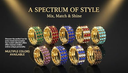 Sparkling Rhinestone Ring Set Trendy Elastic Rhinestone Crystal Stretch Ring Stackable Jewelry for Women Girls - color: 10 Colors in One-B