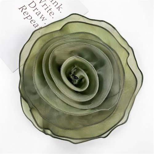 10inch Extra Large Flower Brooch Pin for Women Fashion Dainty Organza Satin Fabric Big Camellia Brooches Lapel Pins Wedding Dance Party Dress Accessories Exaggerated Jewelry Gift - color: 10 inch Green