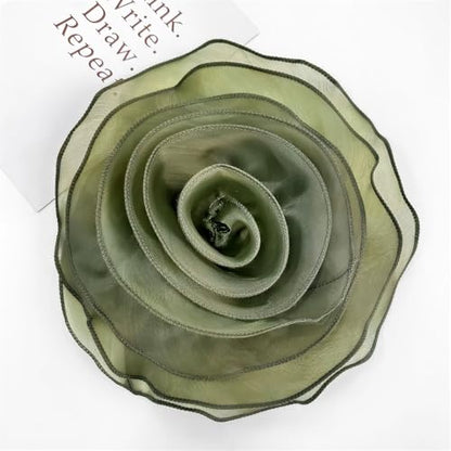 10inch Extra Large Flower Brooch Pin for Women Fashion Dainty Organza Satin Fabric Big Camellia Brooches Lapel Pins Wedding Dance Party Dress Accessories Exaggerated Jewelry Gift - color: 10 inch Green