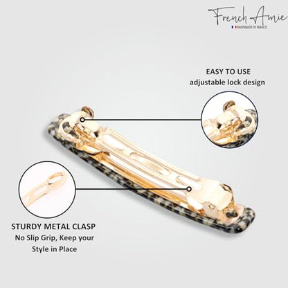 French Amie Bar Opera Small 2 1/4 Inch Hair Clip Barrette | Handmade Cellulose Acetate Automatic Clasp For Women Girls Teens Everyday Style - color: Opera