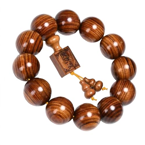 Natural Wooden Bracelet Adult Spring Bracelet Bead Dia. 0.8 inch 12 Beads 1pc - style: DarkColor